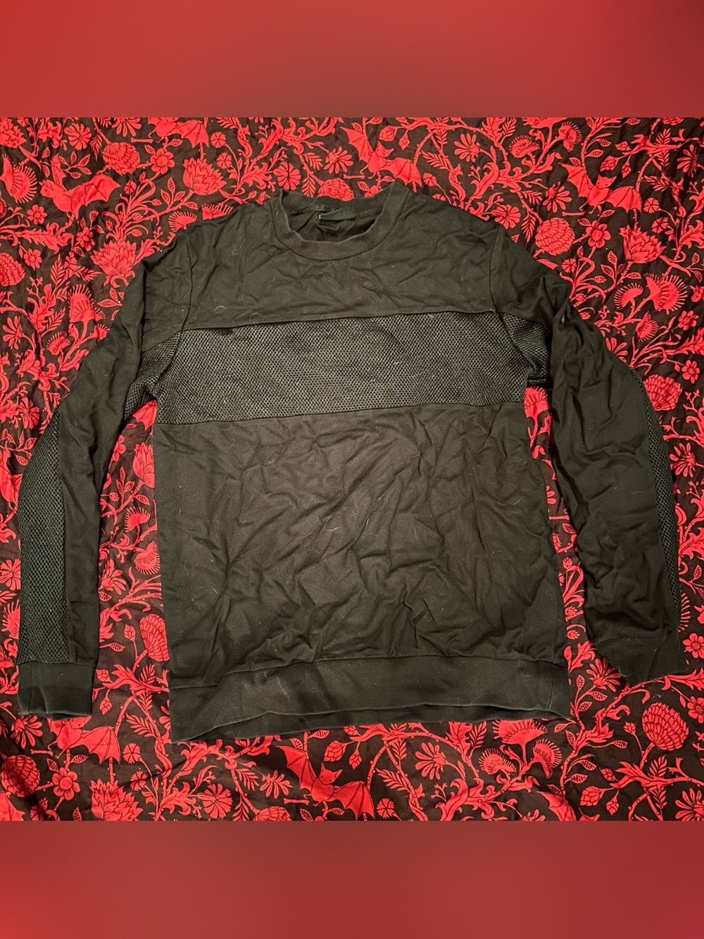 Black DKNY sweatshirt long sleeve shirt with mesh detailing